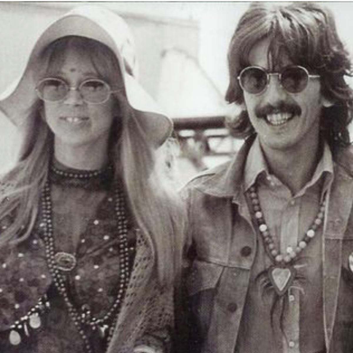 Embrace Woodstock Vibes Hippie Fashion Flowy Fabrics Pants Giant Vintage Sunglasses Giant Vintage Eyewear