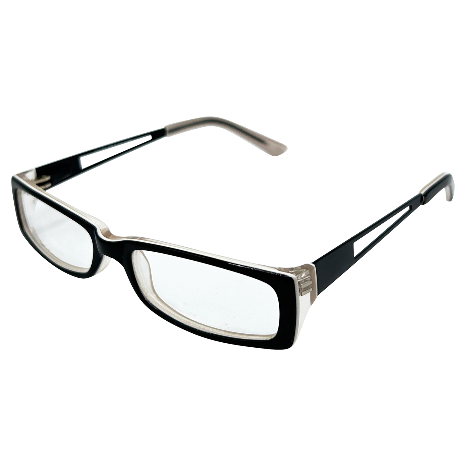 2 TONE Small Clear Rectangular 90s GlassesBlack Clear-Giant Vintage Eyewear