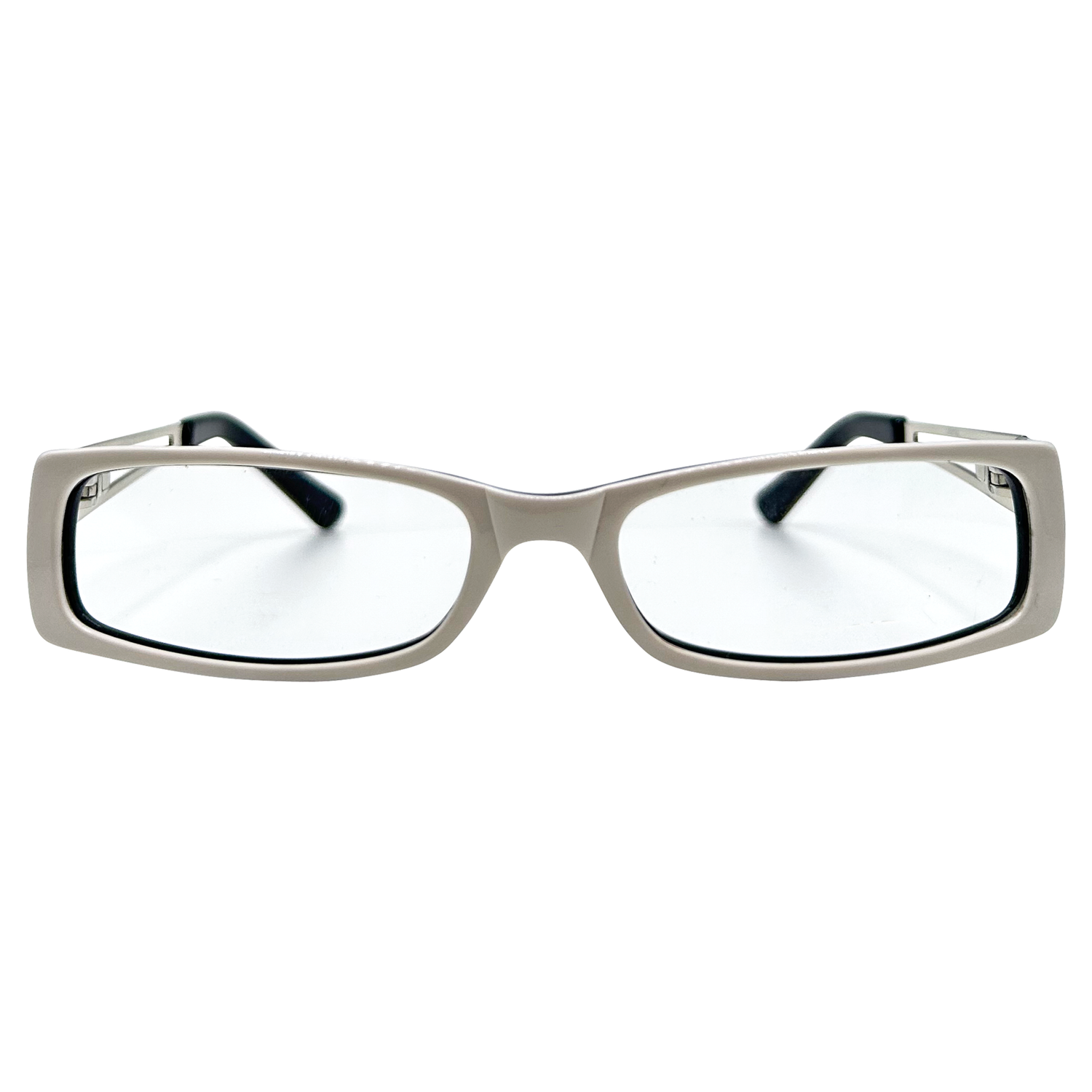 2 TONE Small Clear Rectangular 90s Glasses-Giant Vintage Eyewear