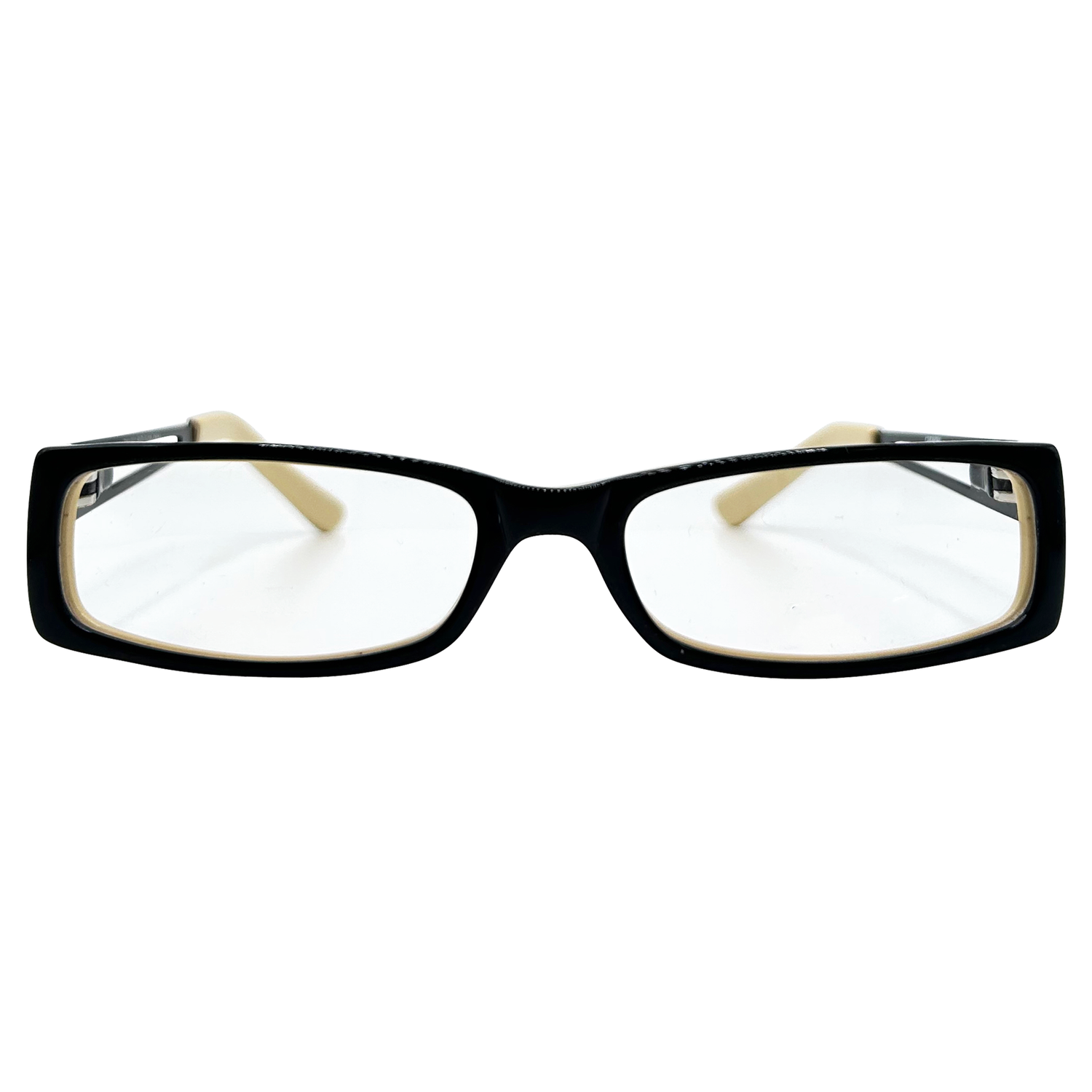 2 TONE Small Clear Rectangular 90s Glasses-Giant Vintage Eyewear
