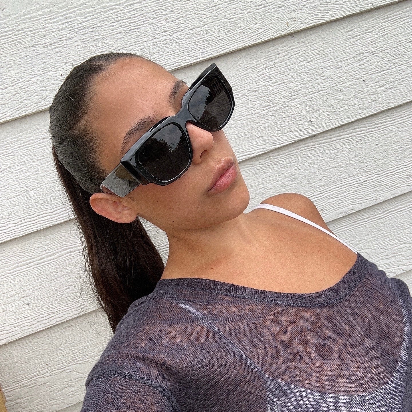 ADMIRE Black Cat Eye Sunglasses-Giant Vintage Eyewear