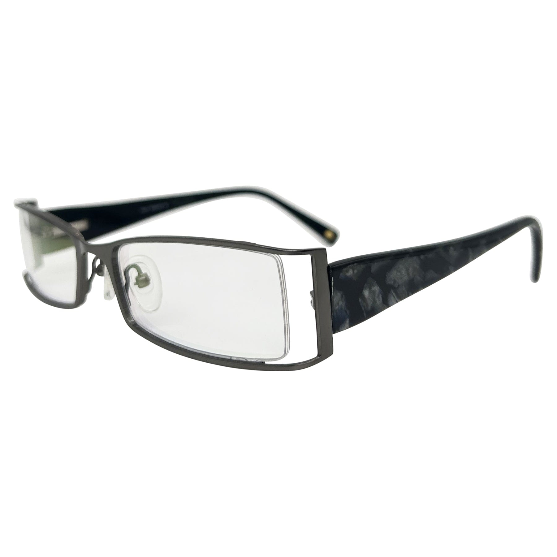 gunmetal vintage glasses with a rectangular bayonetta style