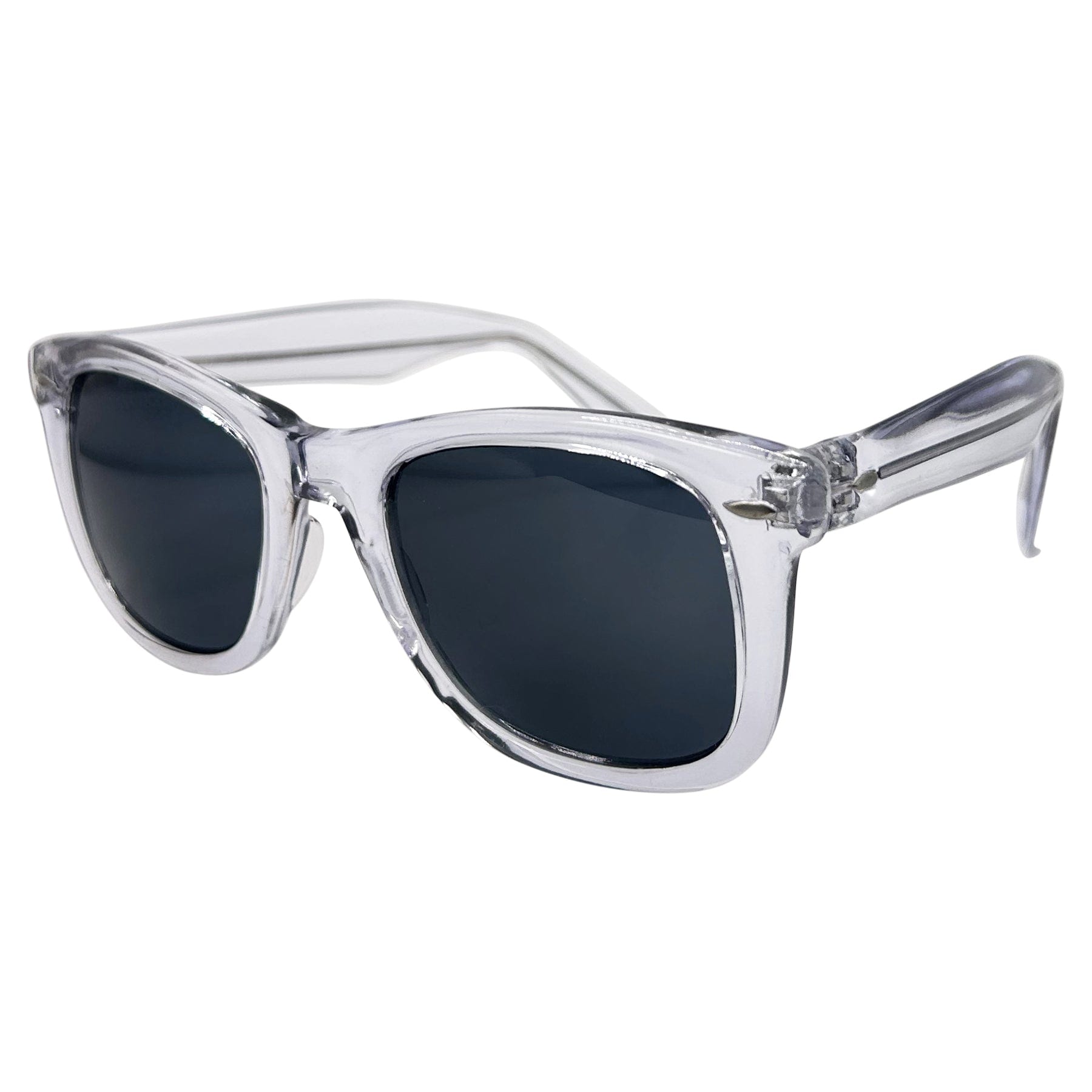 vintage sunglasses with a crystal gray clear frame and classic style