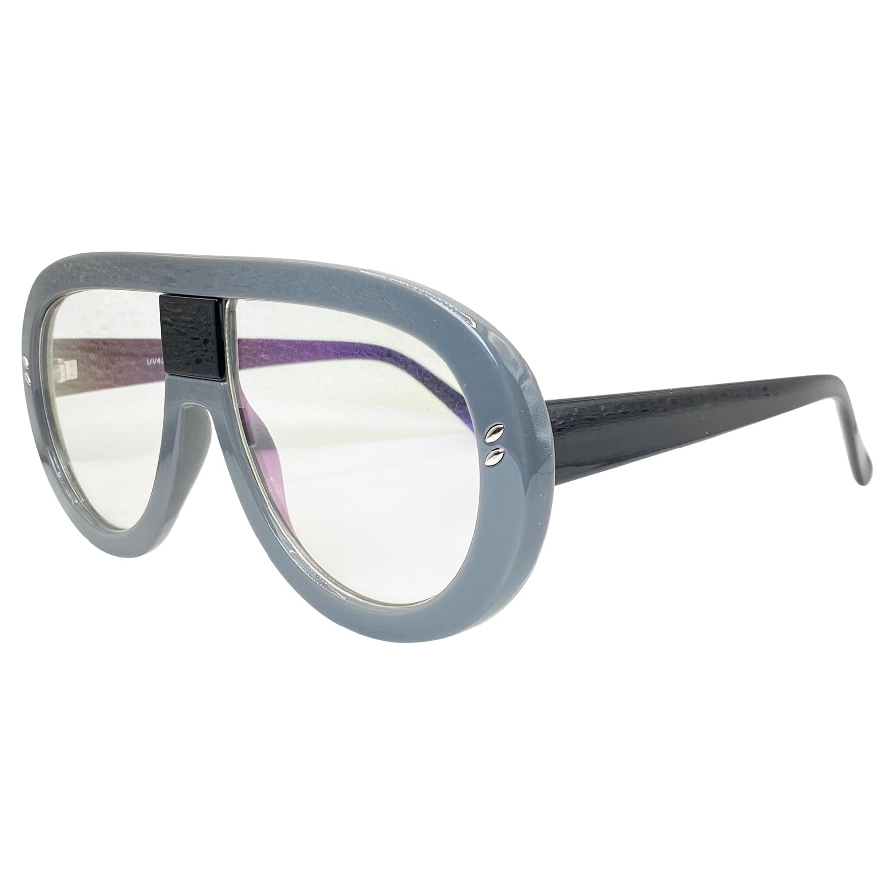 gray 70s inspired chunky aviator glasses men 