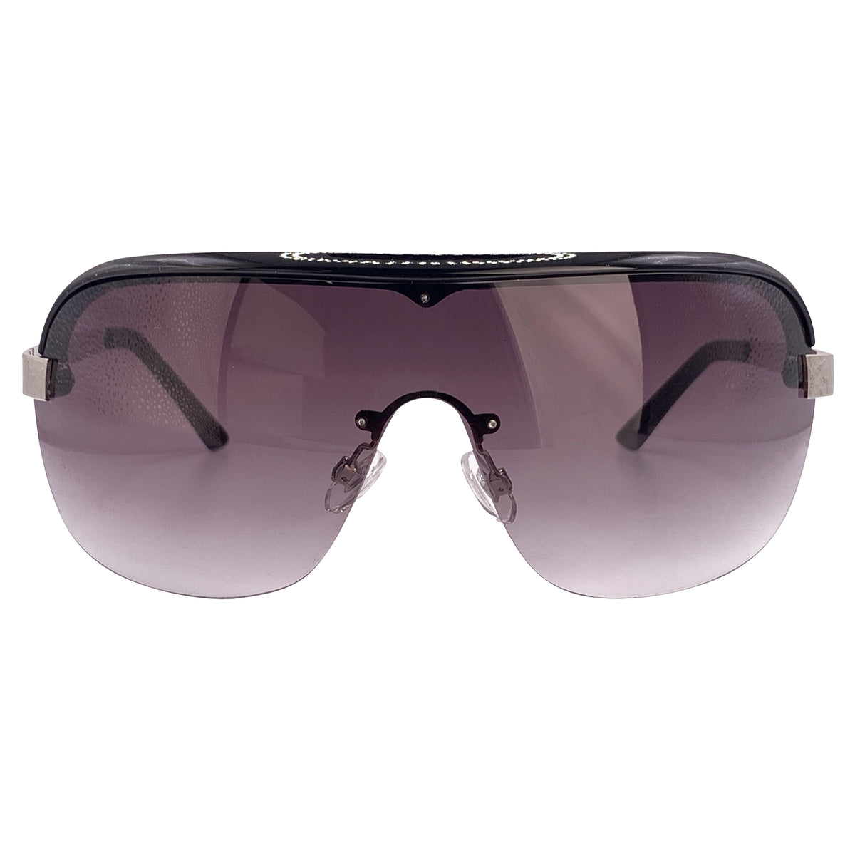BELOW 0° Oversized Shield SunglassesBlack/Silver/Smoke-Giant Vintage Eyewear