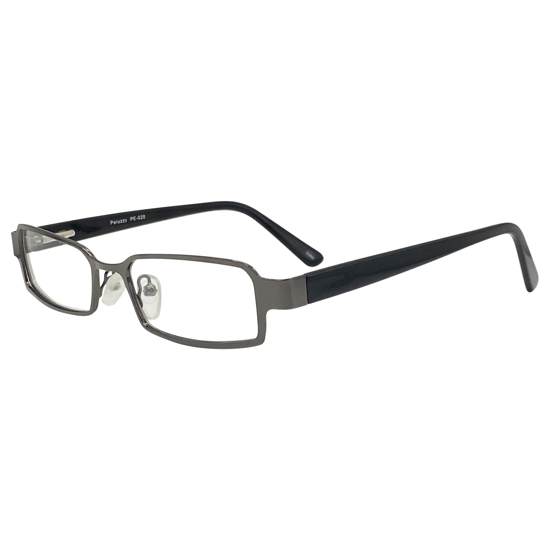 clear rectangle glasses with 90s style metal frame