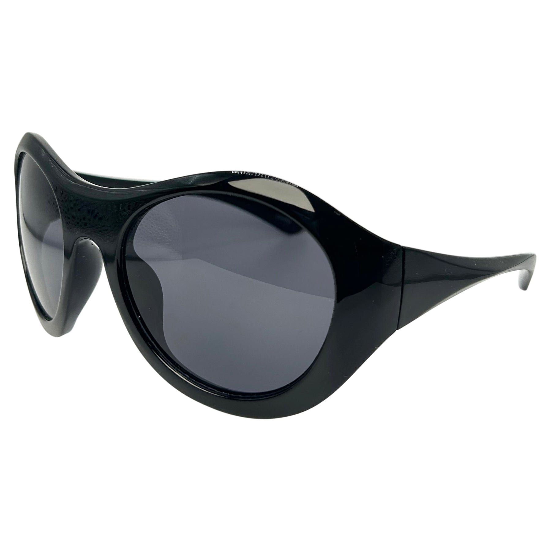 y2k big sunglasses with a wraparound frame