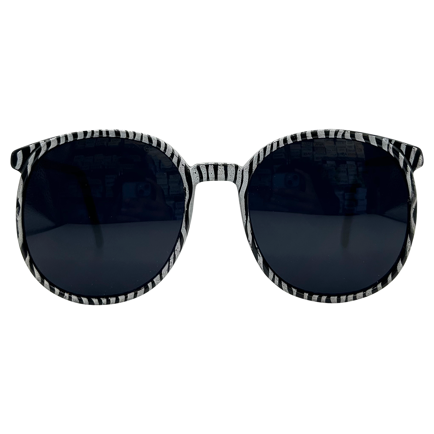 COLLIDE Zebra-Print 80s Round Vintage Sunglasses