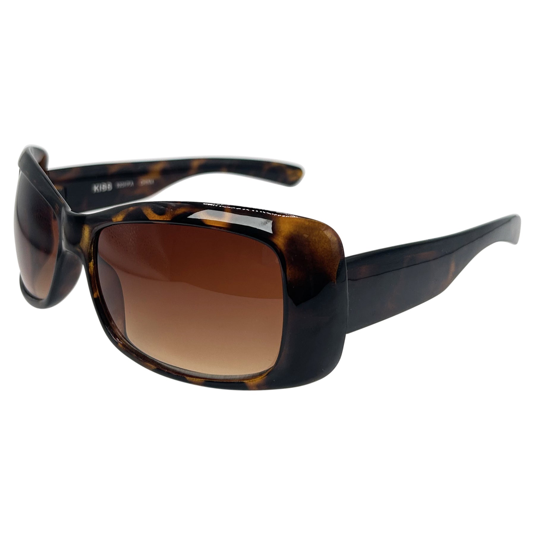 amber sunglasses with a tortoise shell and wraparound 90s style