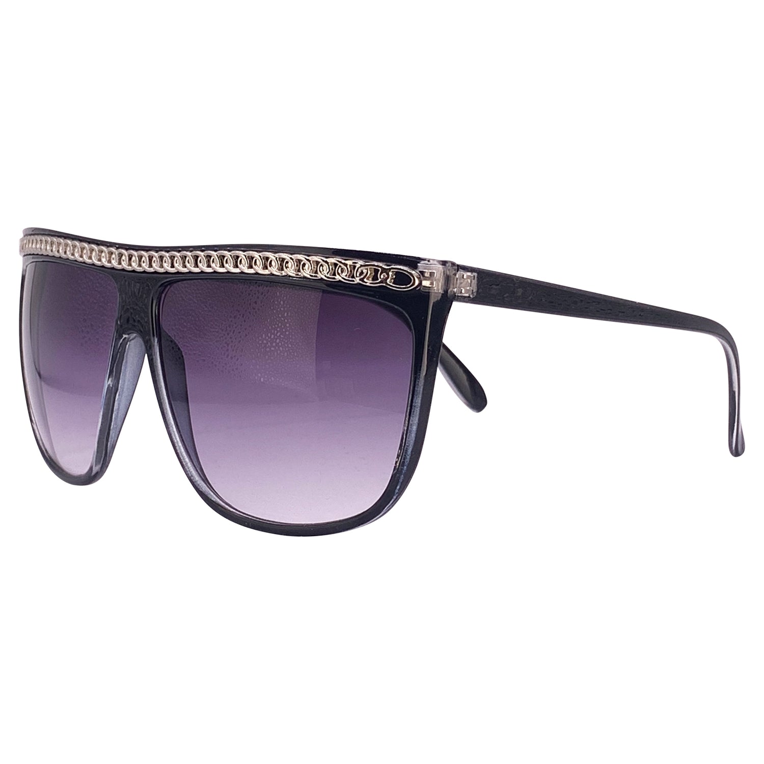 SCANDAL Chained Brow line Shield Sunglasses-Giant Vintage Eyewear
