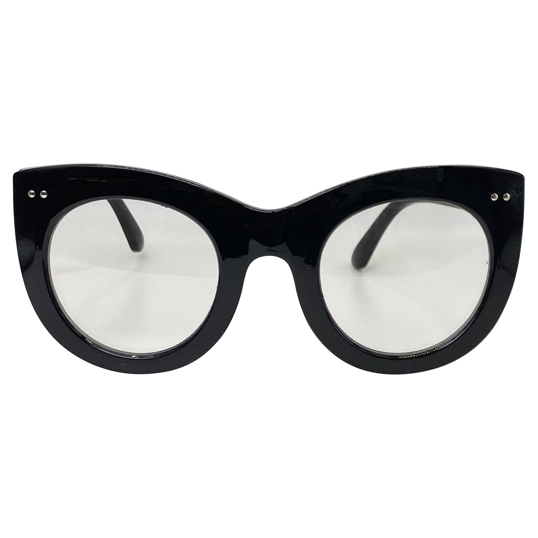 black chunky cat eye clear glasses women