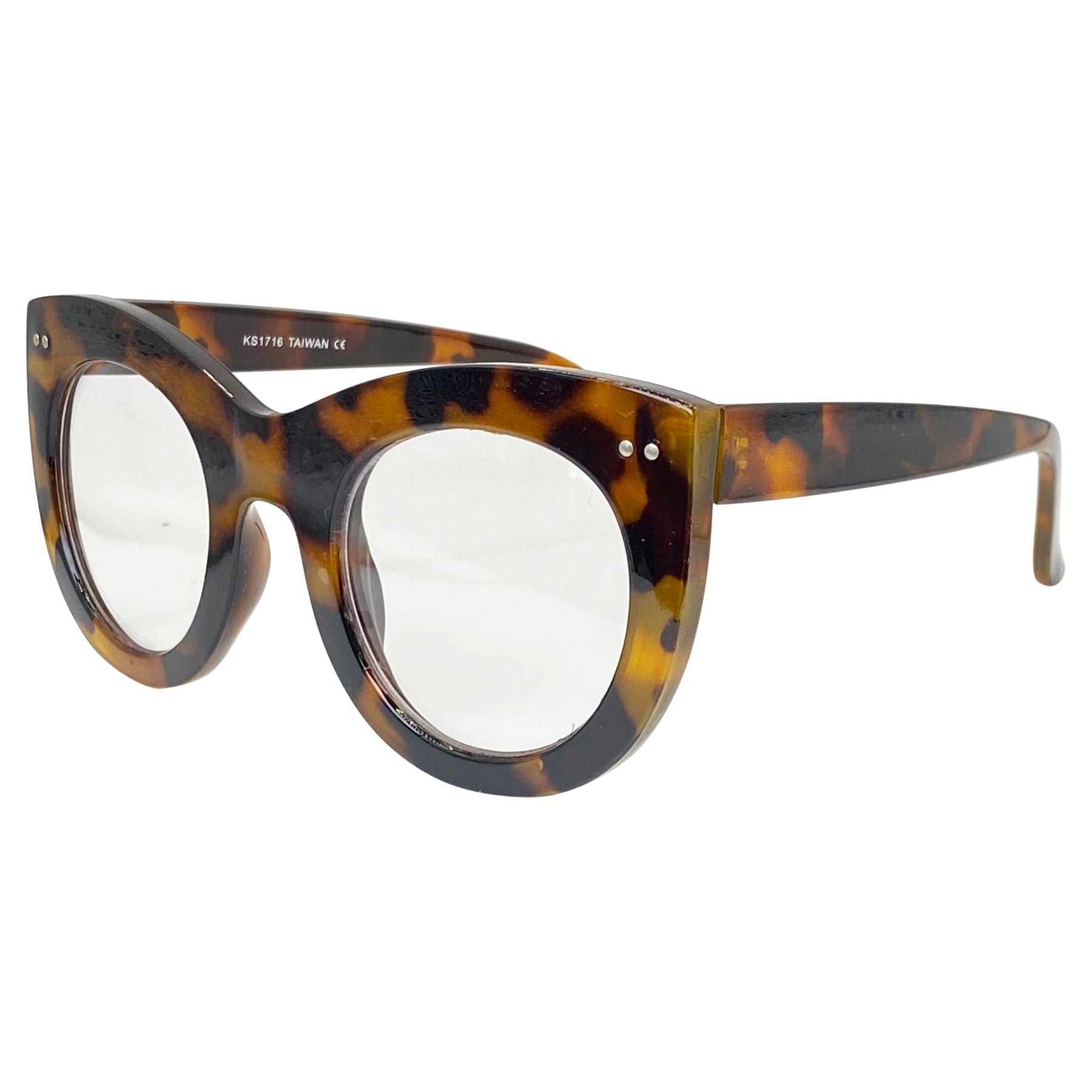 vintage inspired glasses with a cat eye chunky demi frame 