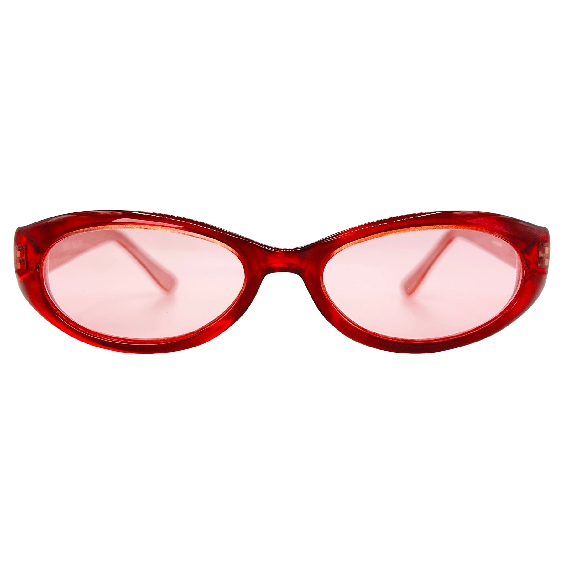 red sunglasses womens and unisex with a 90s style frame