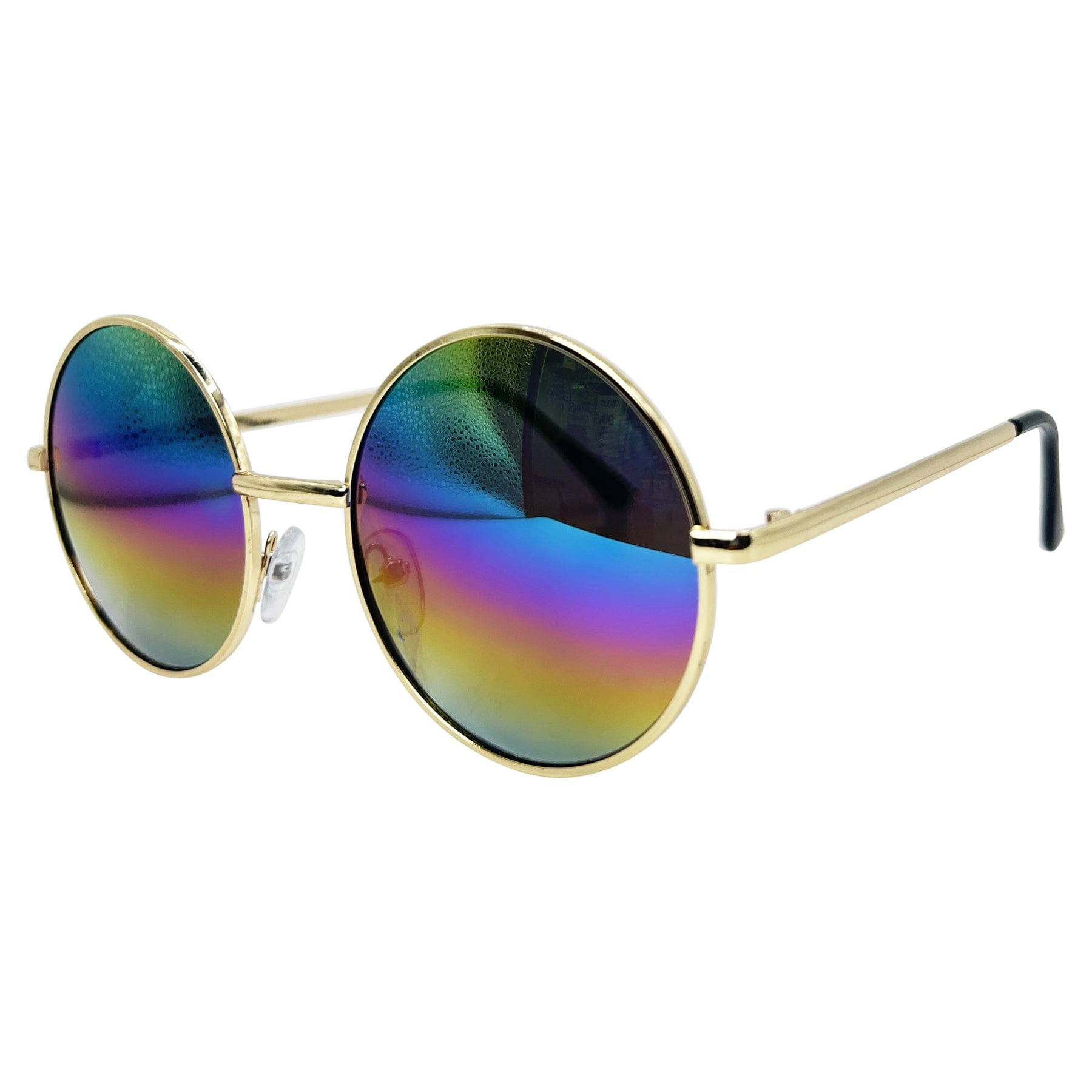 retro sunglasses with a gold thin frame and mirrored lens