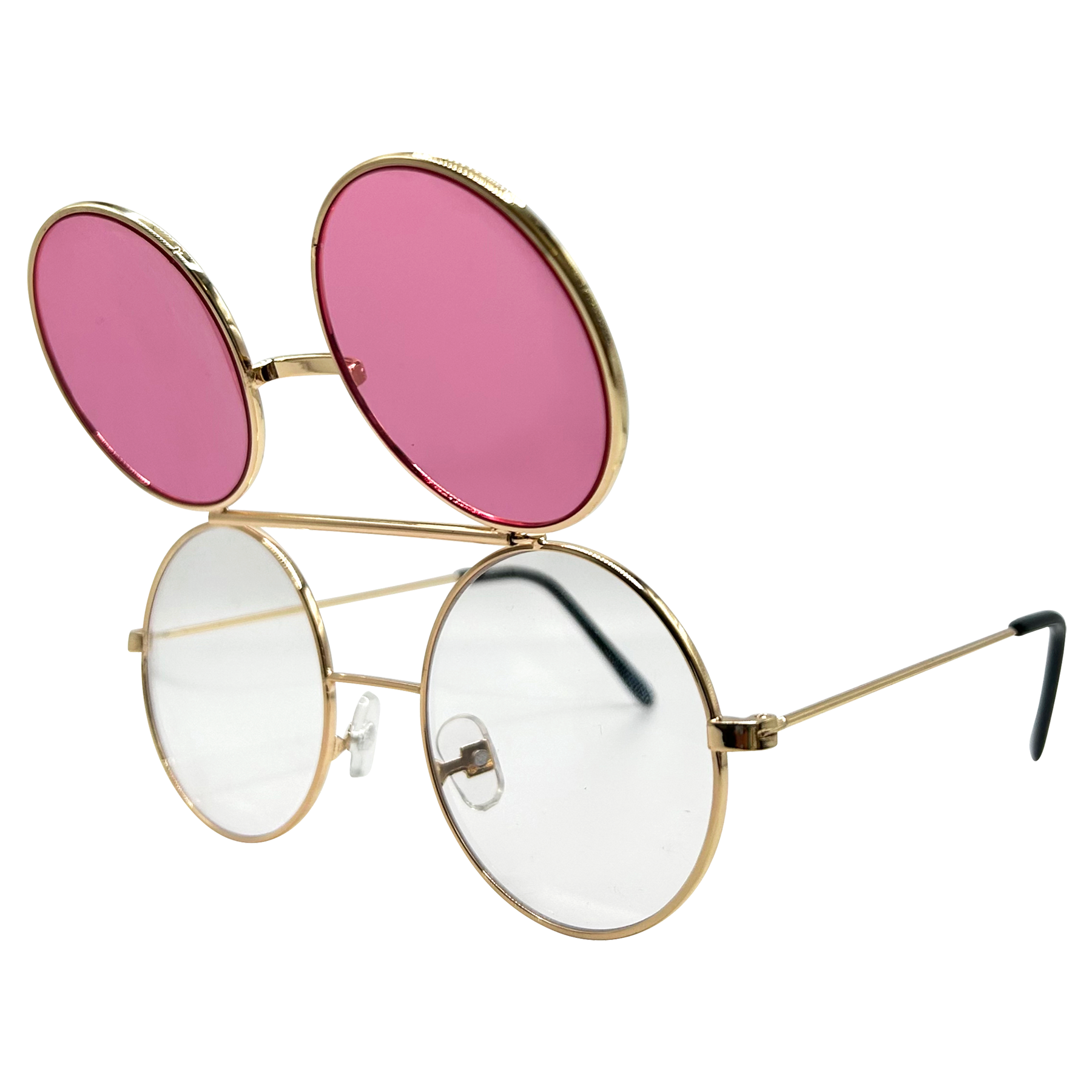 FLIP-CO Gold/Pink Flip-Up Sunglasses