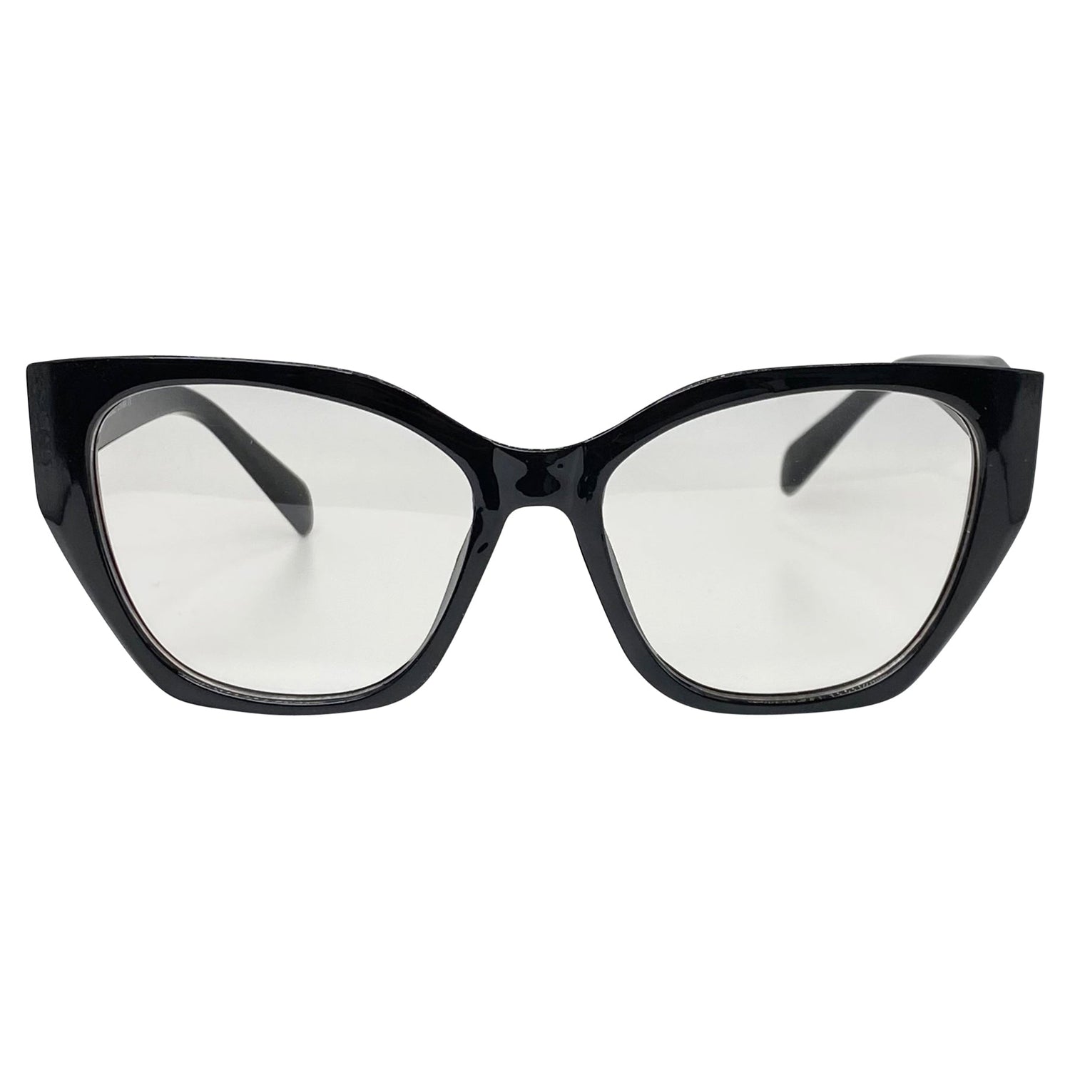 black angular cat eye clear glasses women