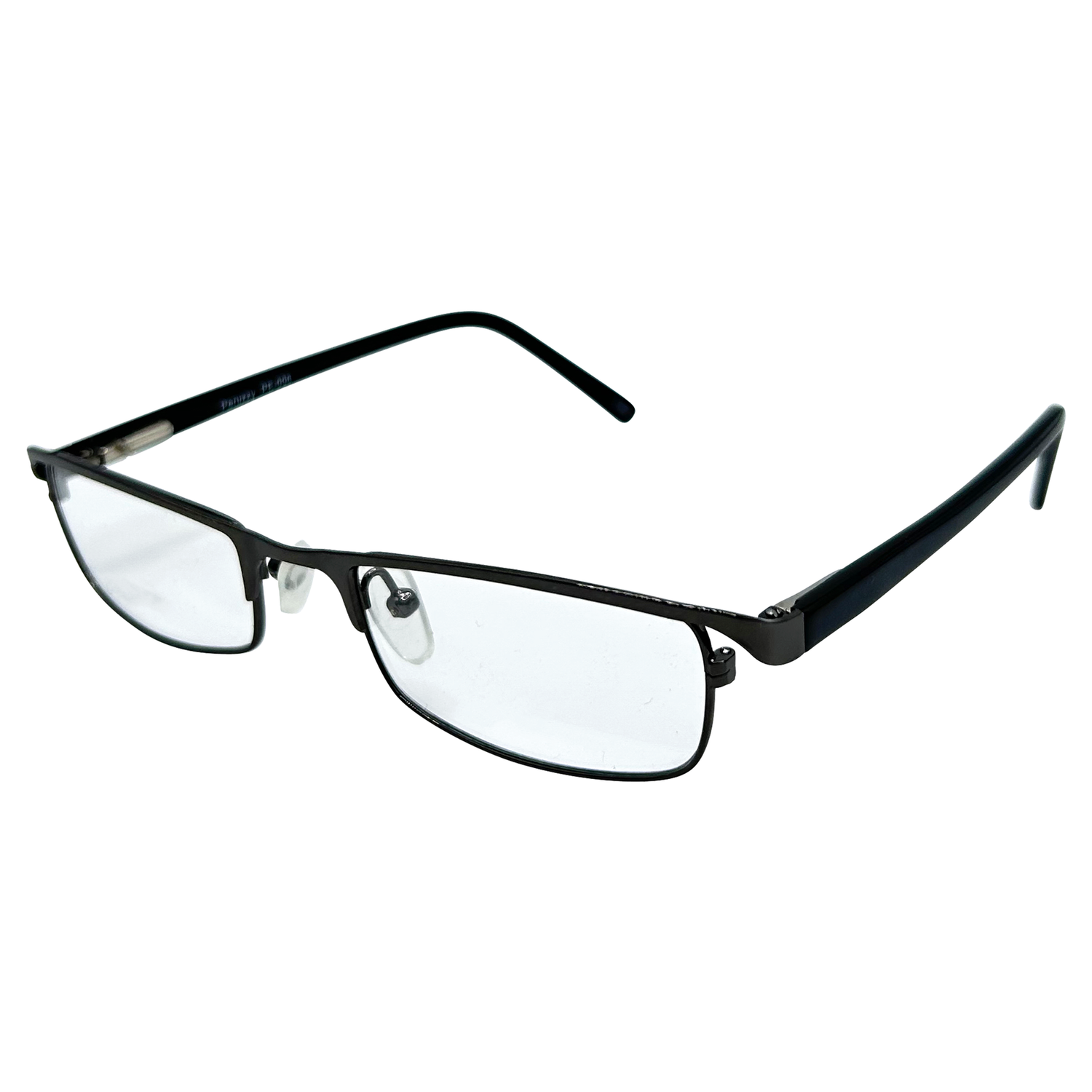 BLINDSIDED Small Clear Rectangular 90s GlassesGunmetal-Giant Vintage Eyewear