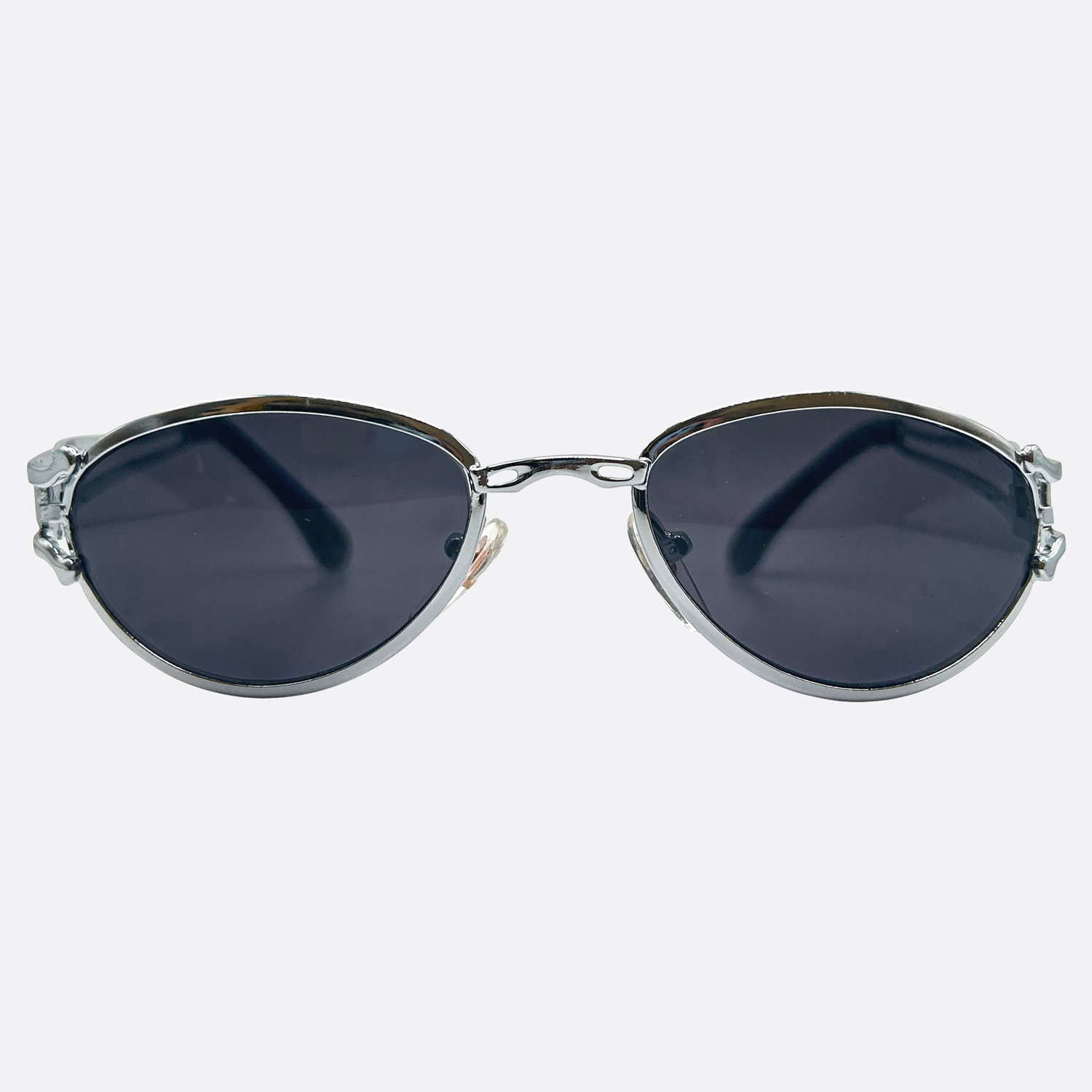 HUGO Oval Steampunk 90s Sunglasses | Luxe VintageBlack/Super Dark-Giant Vintage Eyewear