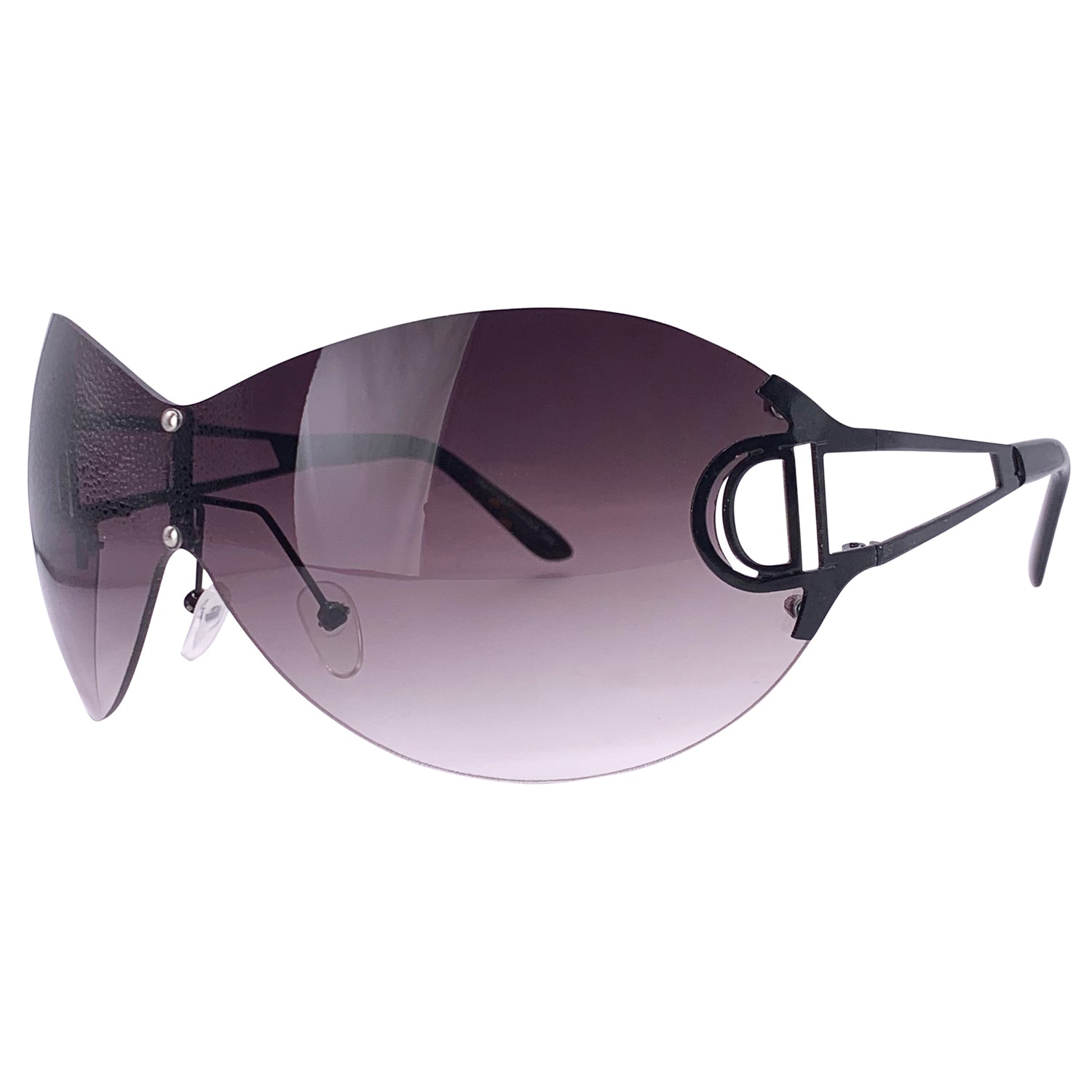 DOWNGRADE Oversized Rimless Shield SunglassesBlack/Smoke-Giant Vintage Eyewear