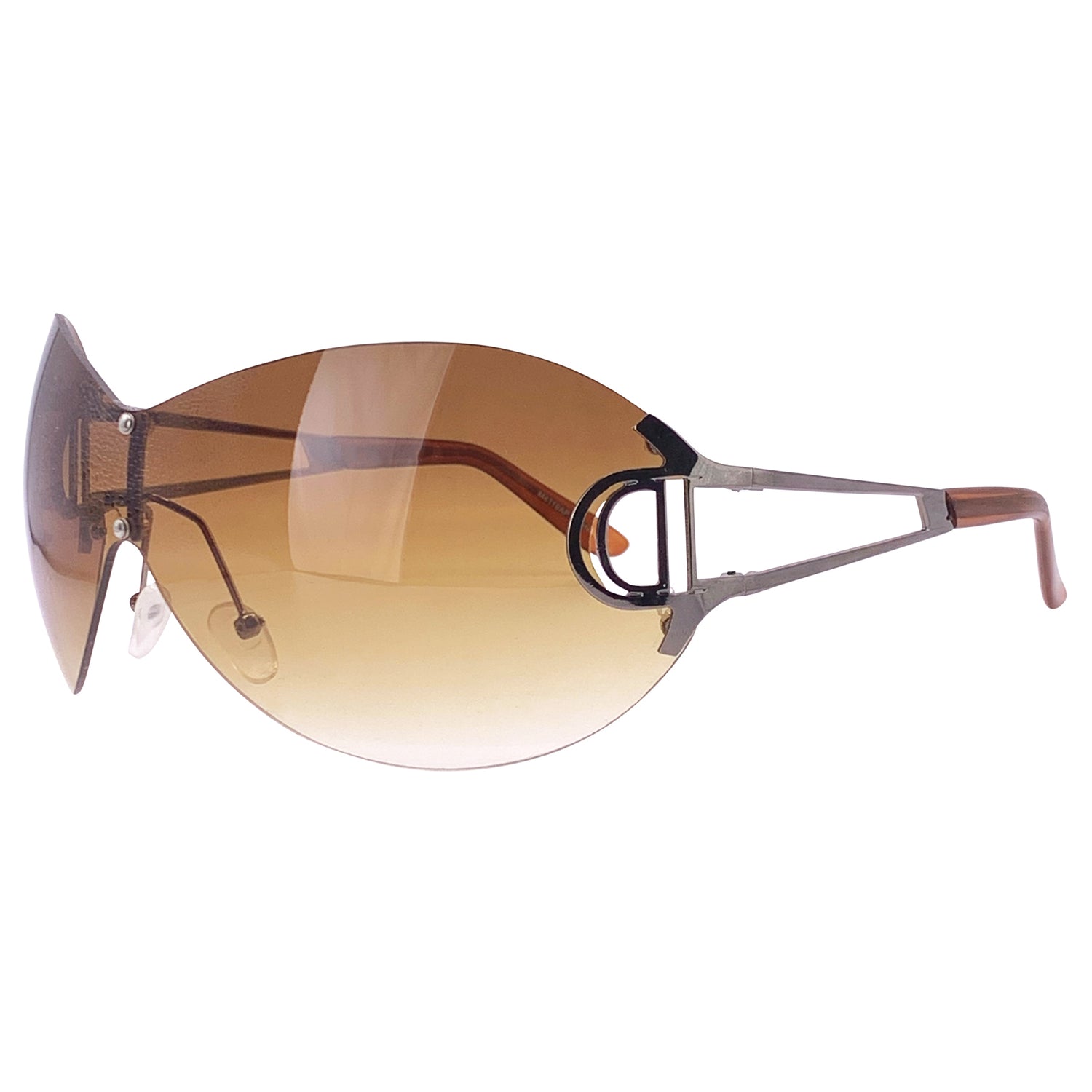 DOWNGRADE Oversized Rimless Shield SunglassesAmber/Gunmetal-Giant Vintage Eyewear
