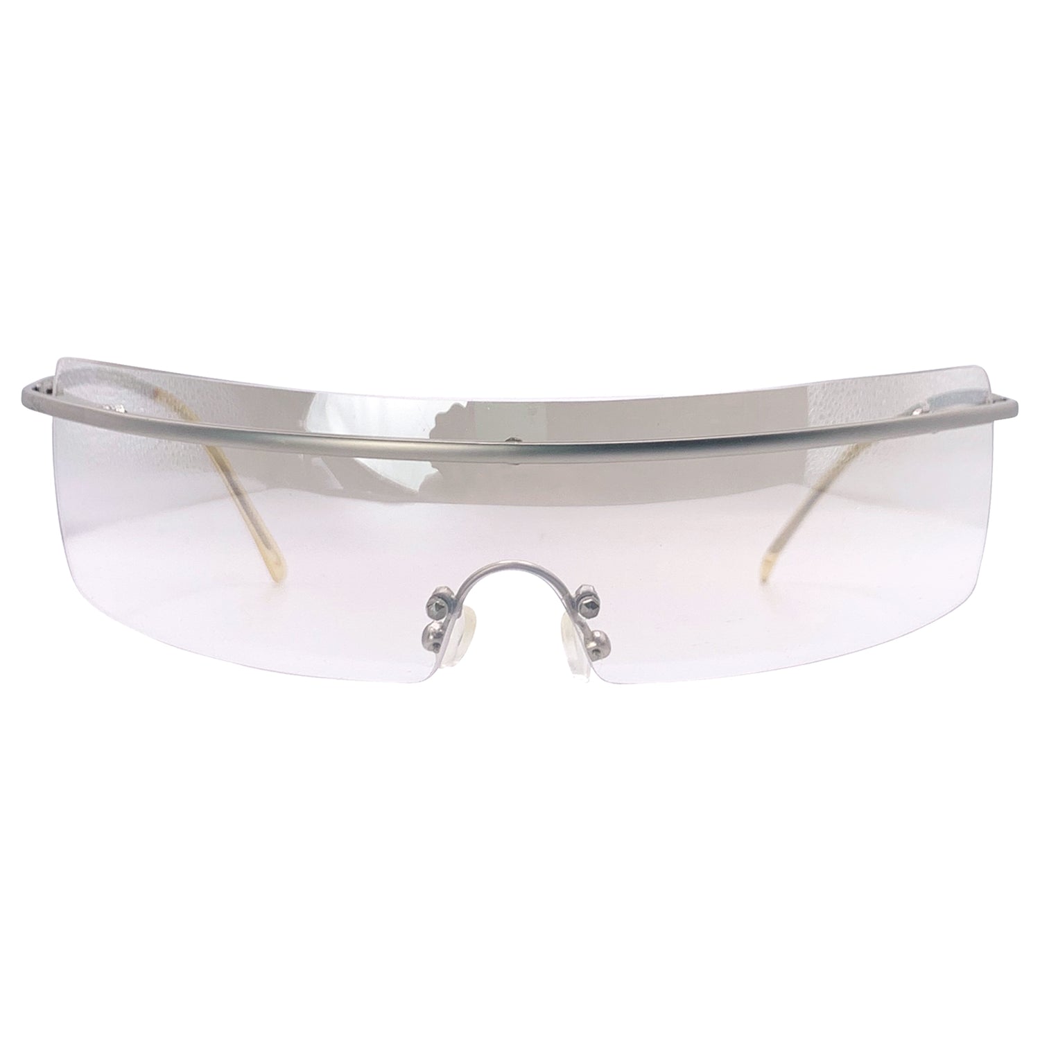 SQUEEZE IT Rimless Futuristic Shield SunglassesSilver/Flash-Giant Vintage Eyewear