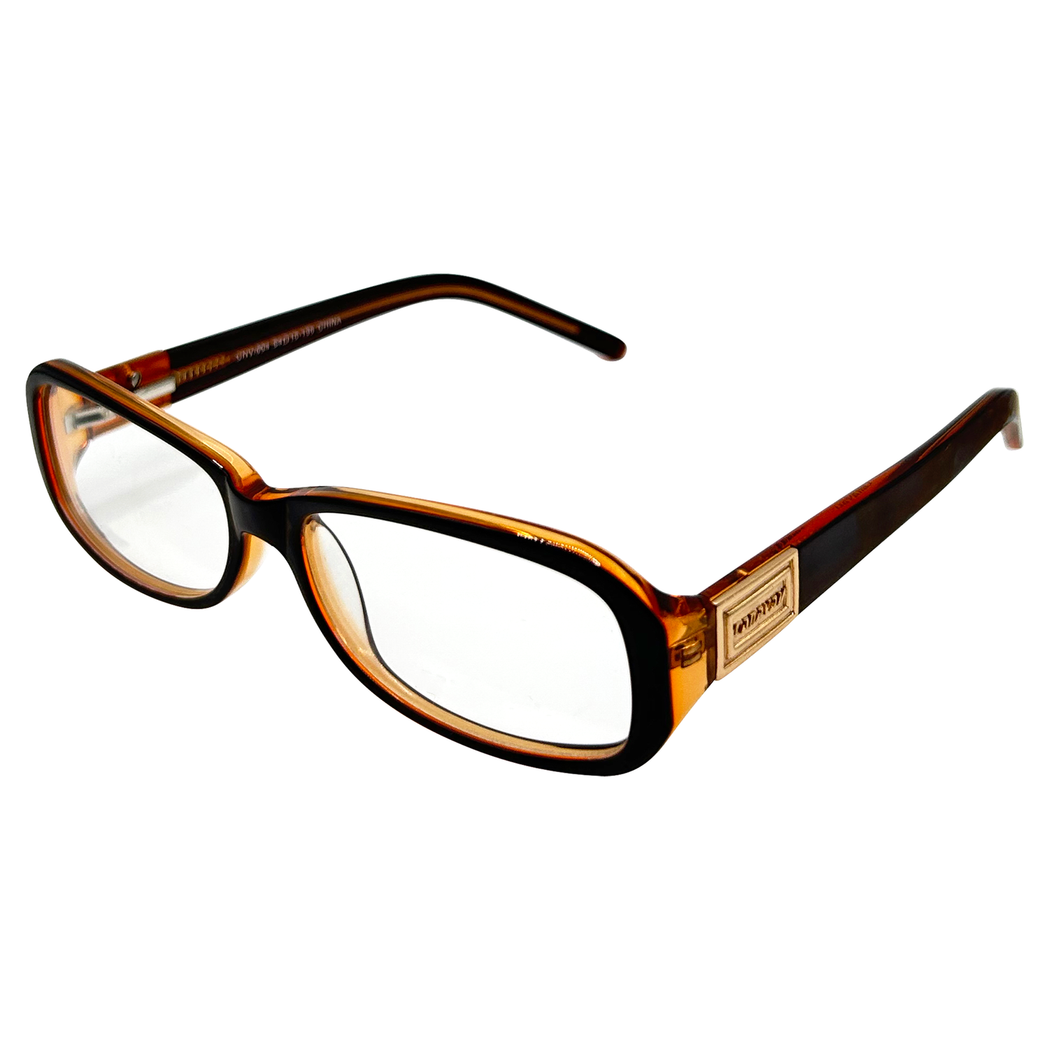 brown clear glasses