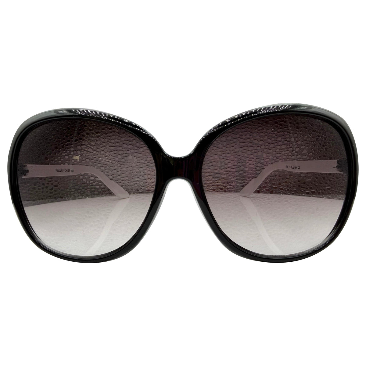 Oversized LEO sunglasses with a thick black frame and gradient gray lenses, shown against a plain white background.