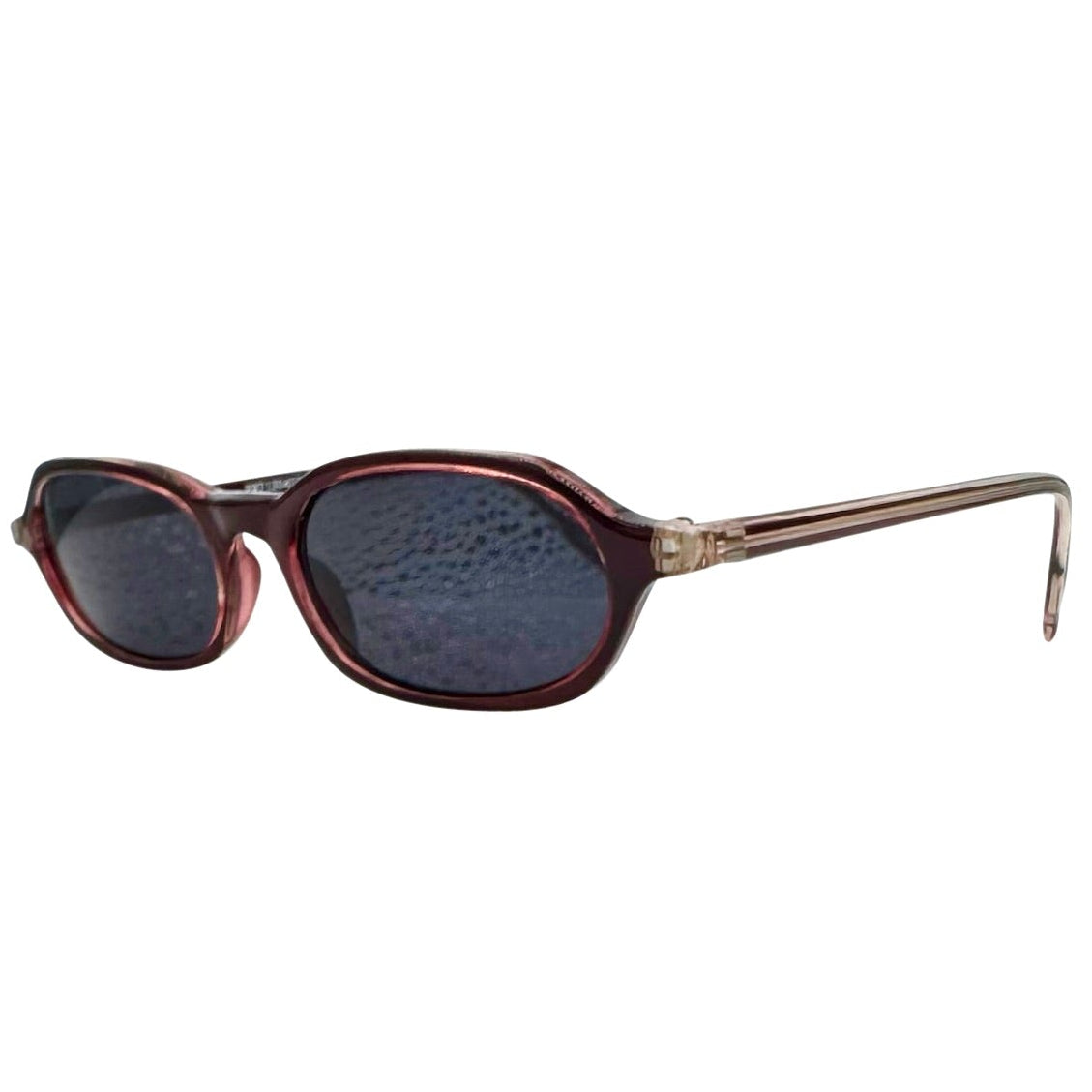 Side view of retro red LOCO 90's sunglasses showcasing a vibrant green slim-profile frame paired with coordinating tinted lenses, delivering a bold pop of vintage color.