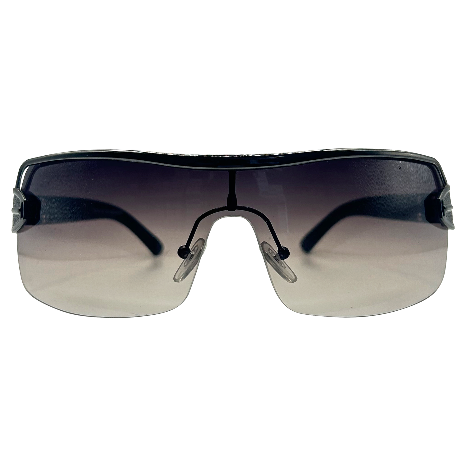 MOMMY Smoke/Gunmetal Shield Sunglasses-Giant Vintage Eyewear