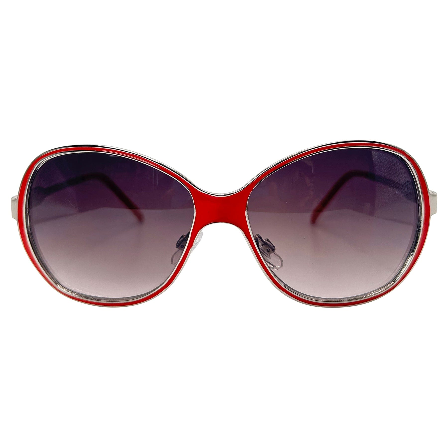 boho chic red sunglasses with a metal frame 