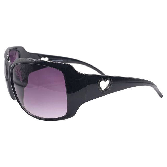 Juicy Couture Y2K Vintage Black Sunglasses with Heart Cutout Frames Retro Heart Sunglasses: Black Frame, Flower Embellished 90s  main image 2
