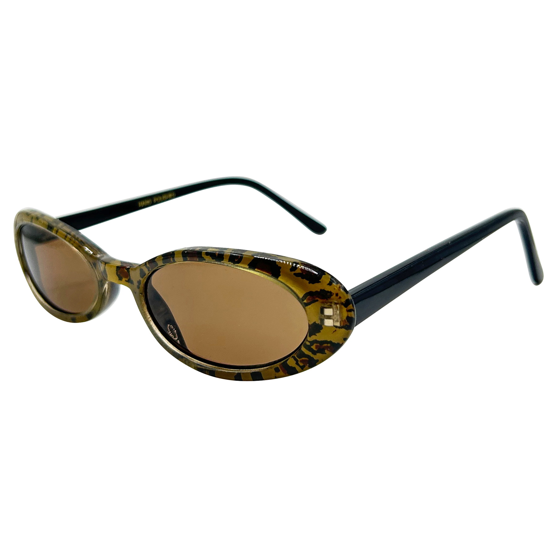 PANTHERESS Oval Panther-Print 90s Sunglasses