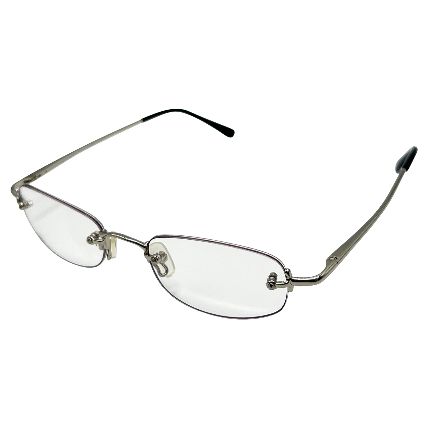 PASTOR Small Clear Rectangular 90s GlassesSilver Purple-Giant Vintage Eyewear
