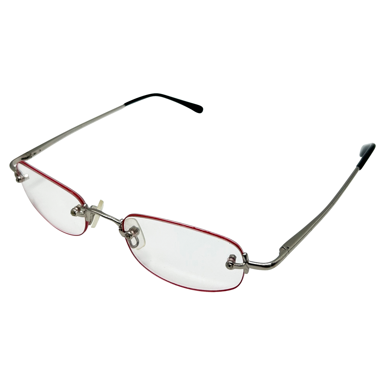PASTOR Small Clear Rectangular 90s GlassesSilver Red-Giant Vintage Eyewear