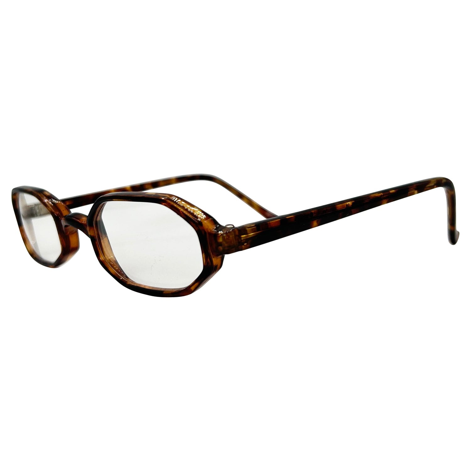 PINE Tortoise Clear Bayonetta-Style 90s Glasses-Giant Vintage Eyewear
