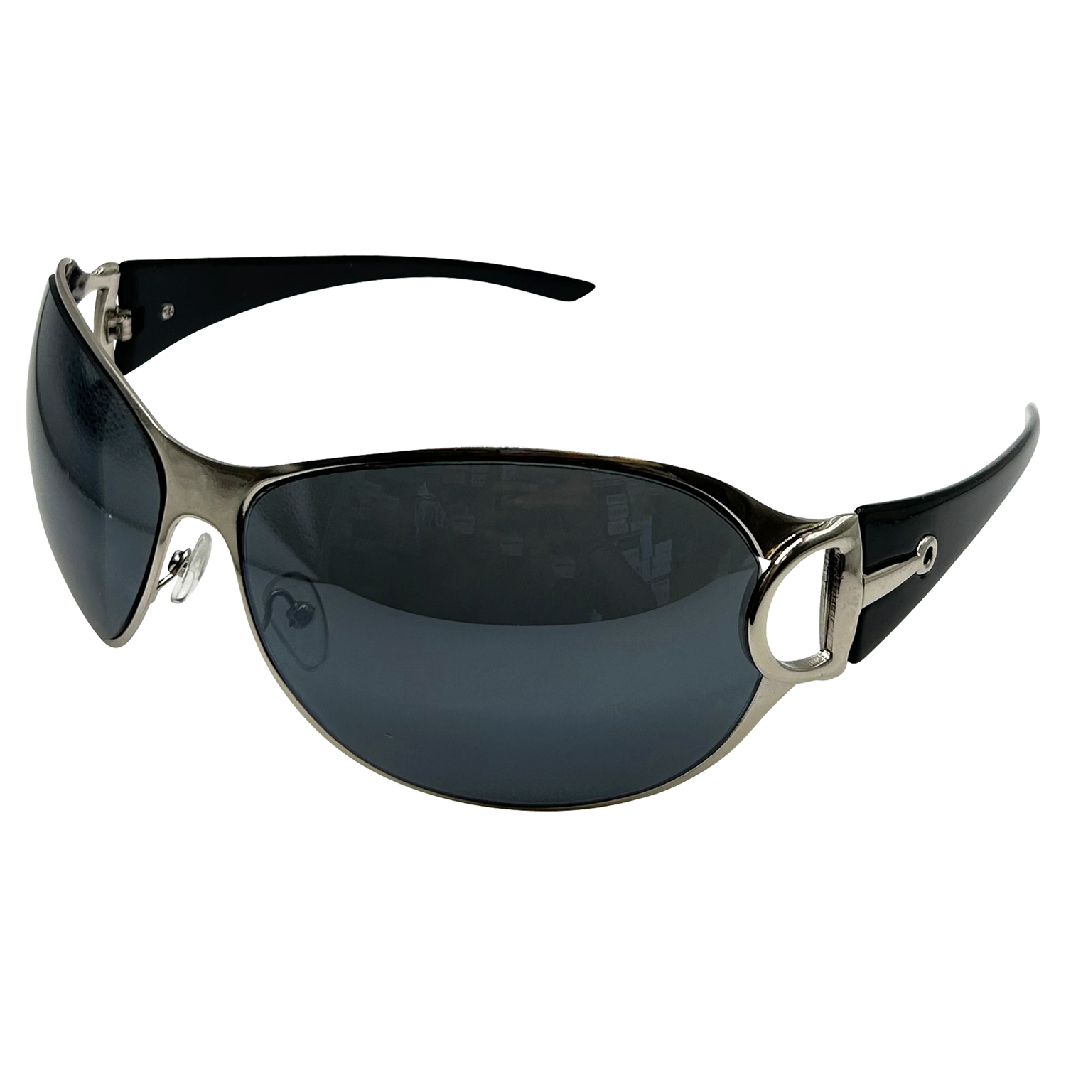 PLASTIC Oversized Y2K SunglassesBlack Silver/Super Dark-Giant Vintage Eyewear
