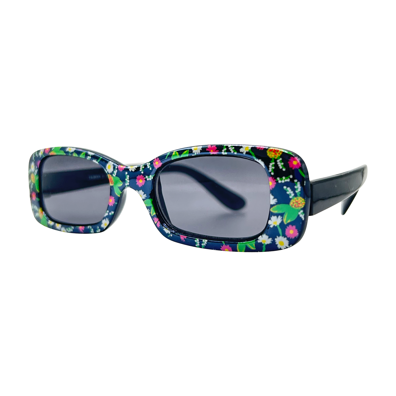 Kids ⭐️ POSIES Black Green Flower/Super Dark Square-Giant Vintage Eyewear