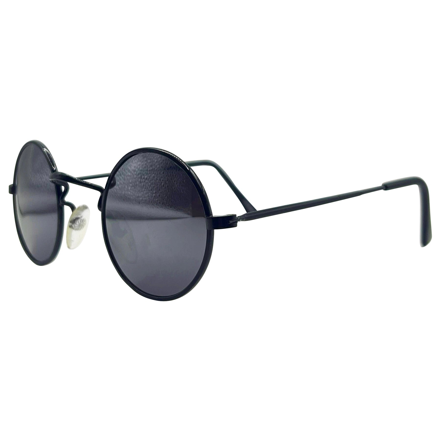 round 90s vintage sunglasses with a super dark lens