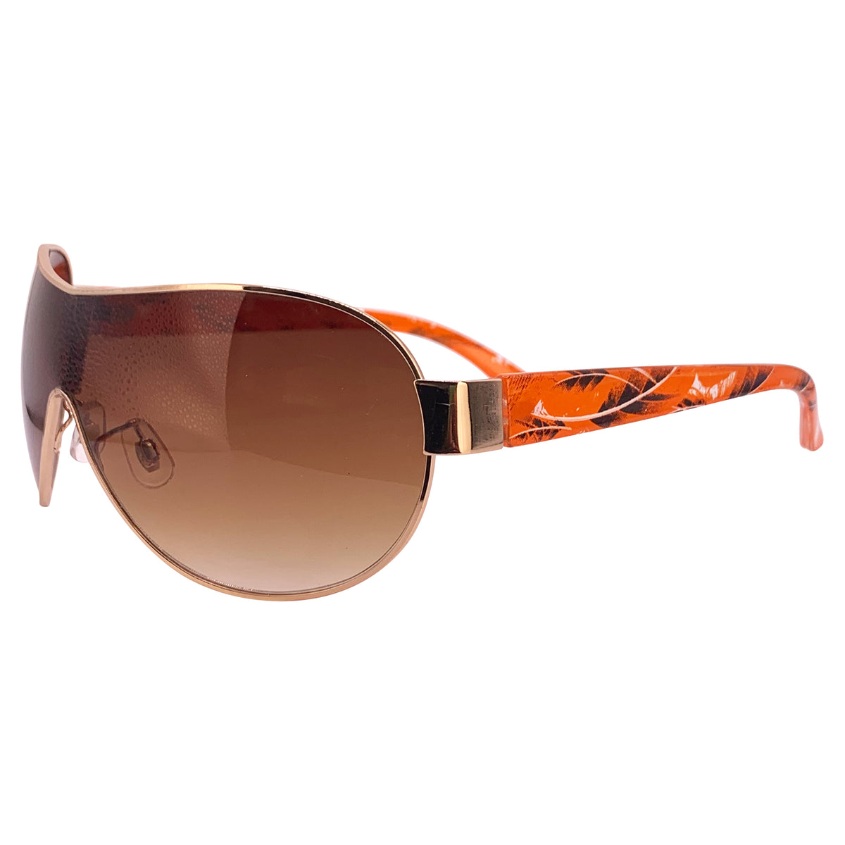 FEATHERED Y2K Shield SunglassesAmber-Giant Vintage Eyewear
