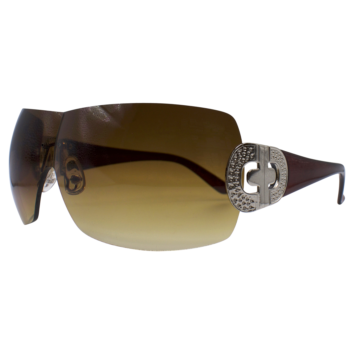 REVENGE Rimless Shield SunglassesSilver/Amber-Giant Vintage Eyewear