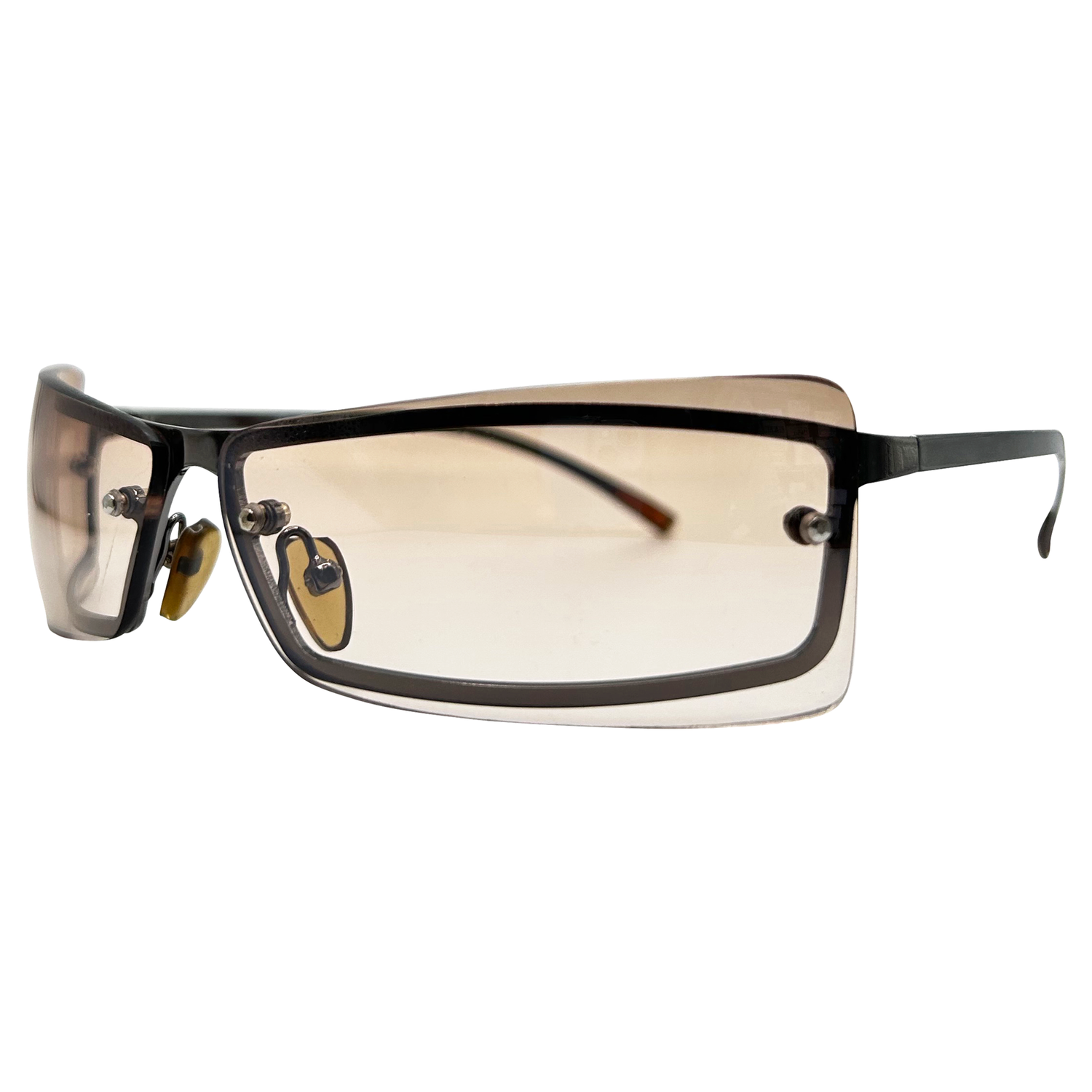 REVOLT Square Y2K SunglassesGunmetal/Amber Flash-Giant Vintage Eyewear