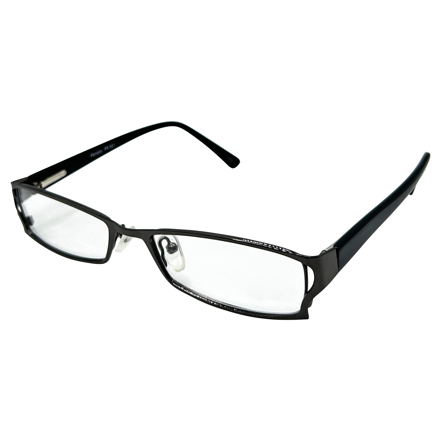RIOT Small Clear Rectangular 90s GlassesGunmetal-Giant Vintage Eyewear
