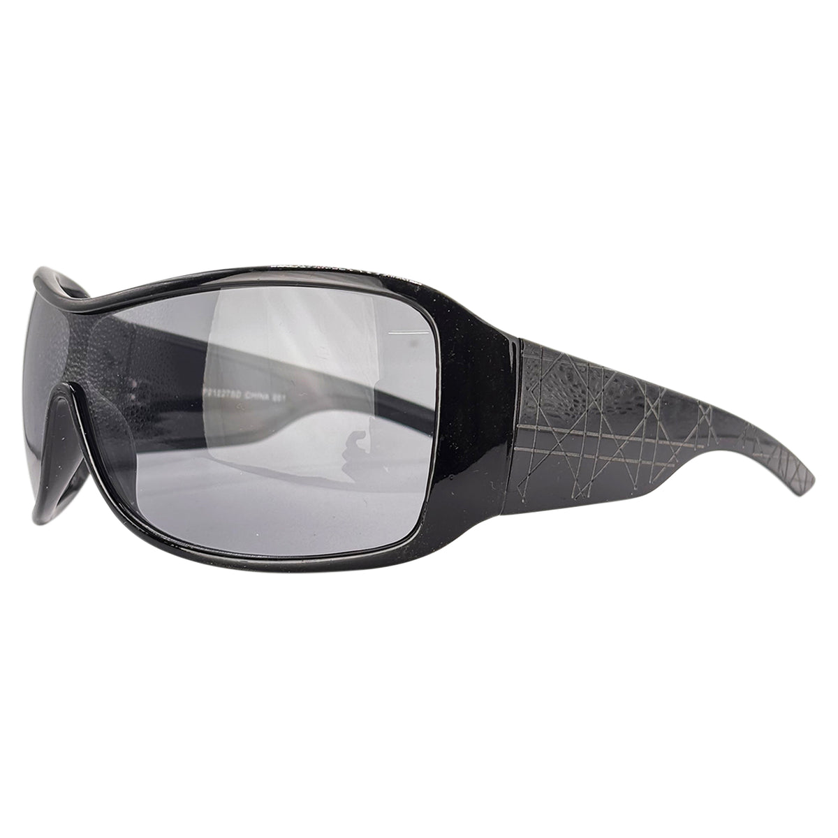 Black Oversized Shield Sunglasses with Embossed Medallion BIG DAWG Shield Sunglasses | Giant Vintage Eyewear main image 3
