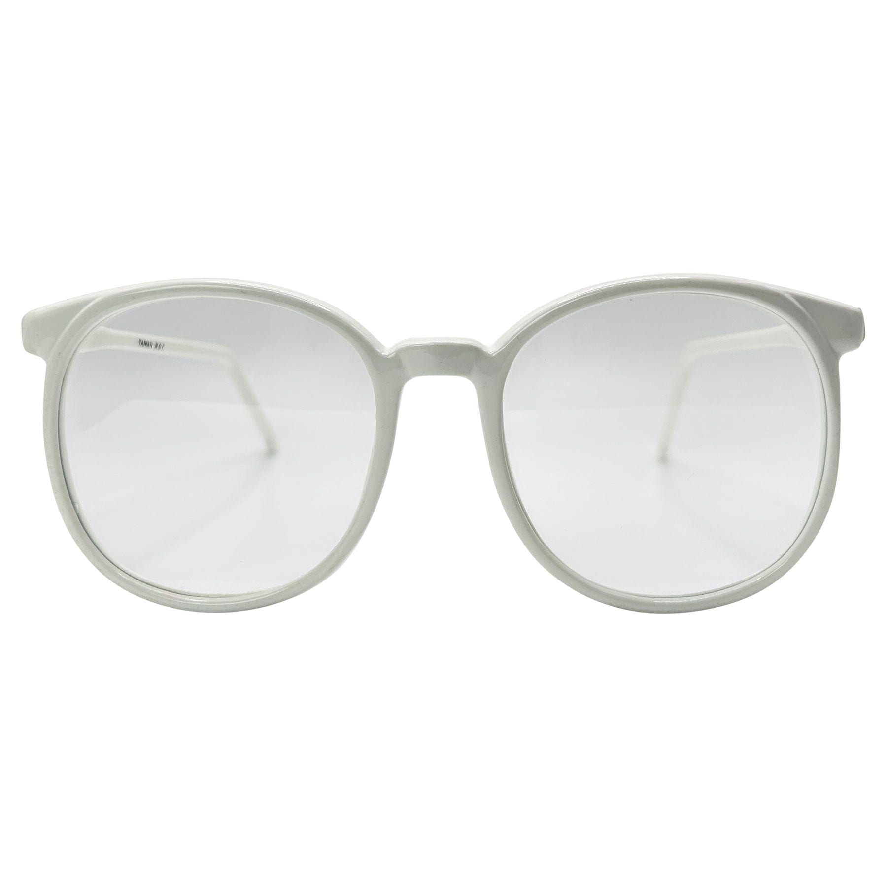 white vintage glasses with a round shaped frame