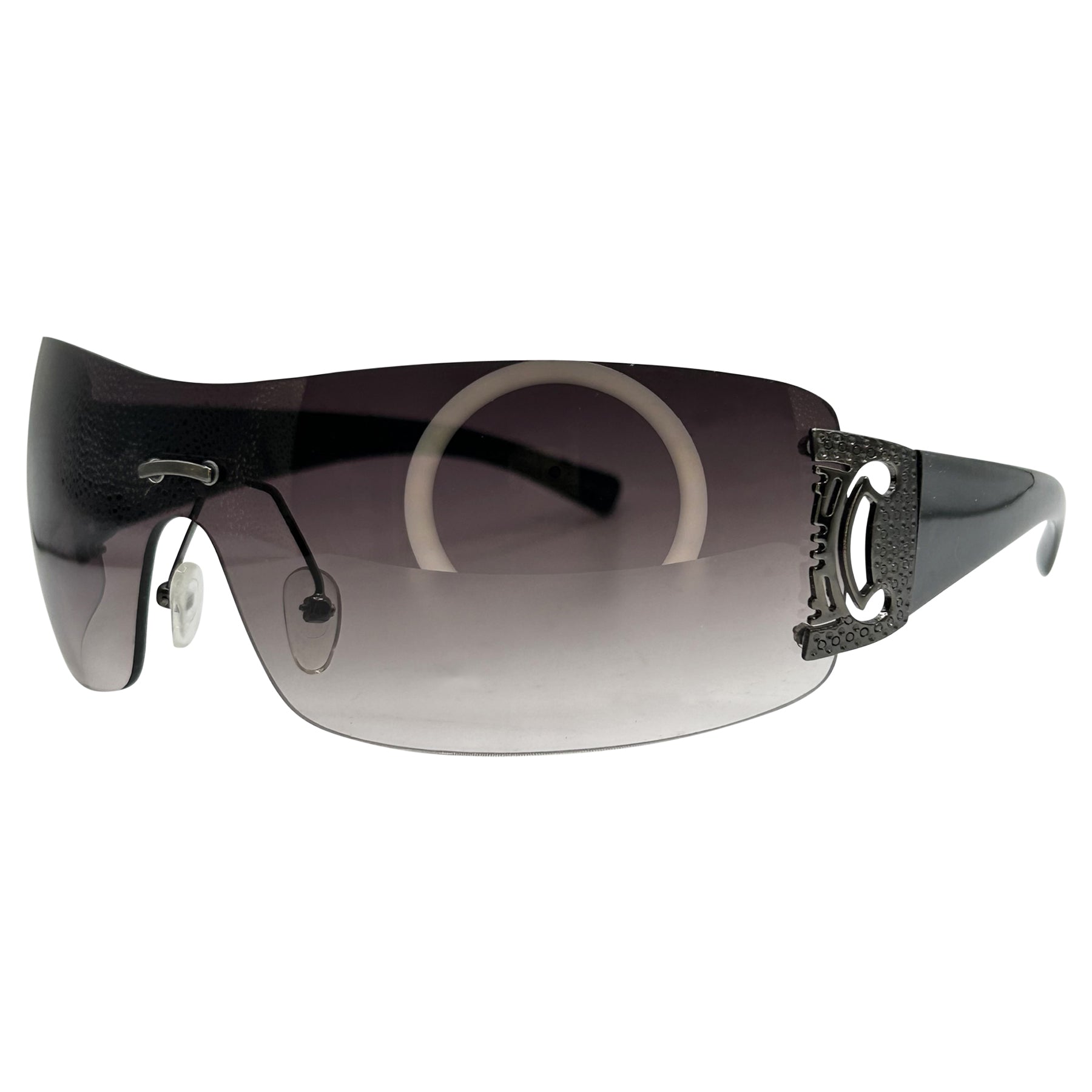 SEXY CAN I Y2K Rimless Shield Sunglasses | Giant Vintage Eyewear