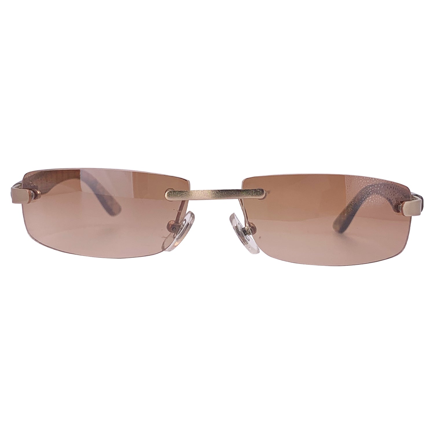 SLEIGH Small Y2K Rimless SunglassesCopper/Amber-Giant Vintage Eyewear