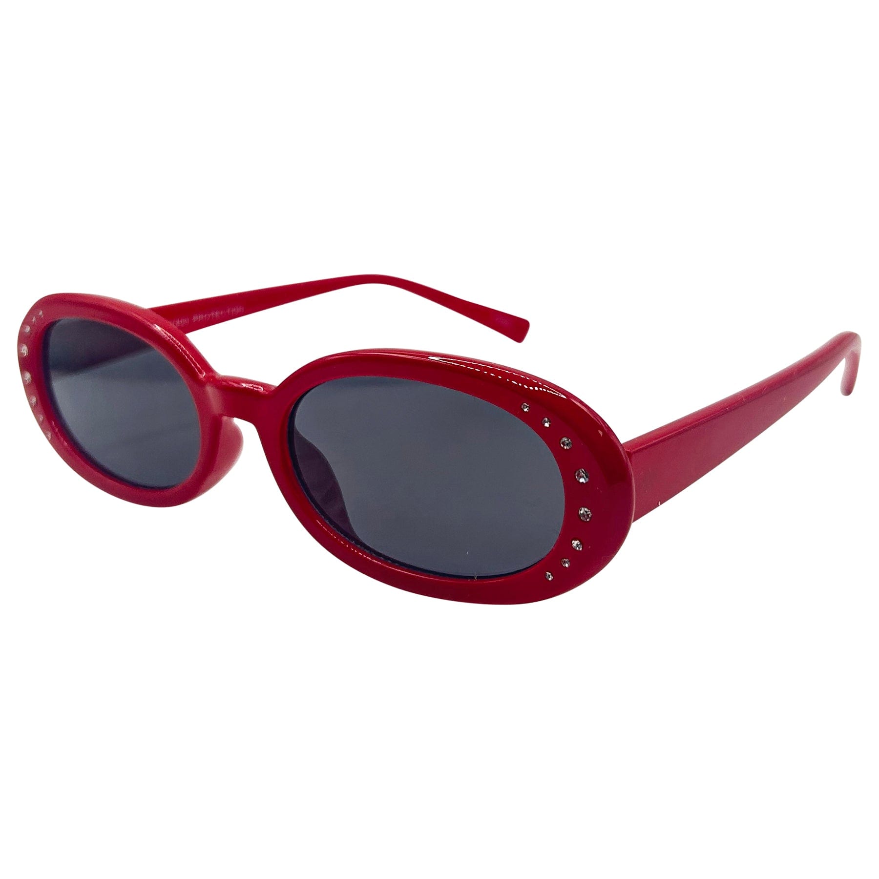 red sunglasses womens with rhinestones 90s style frame 