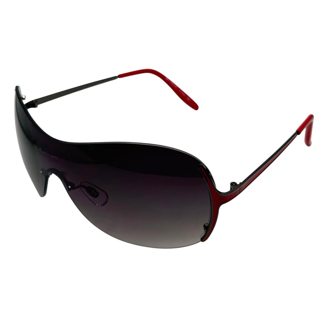 SWAGGER Y2K Rimless Shield SunglassesRed/Smoke-Giant Vintage Eyewear