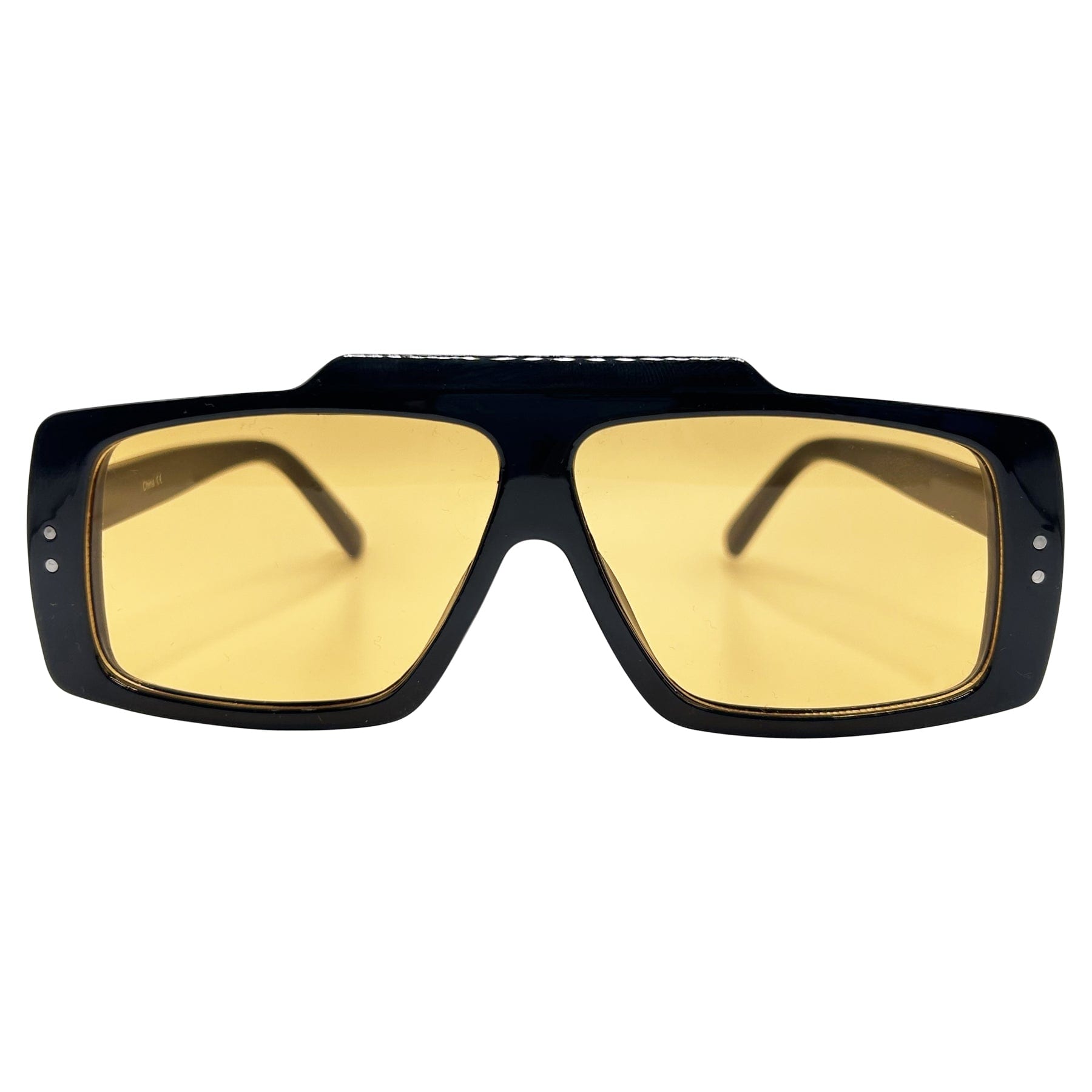 boho black aviator sunglasses with yellow flash lens