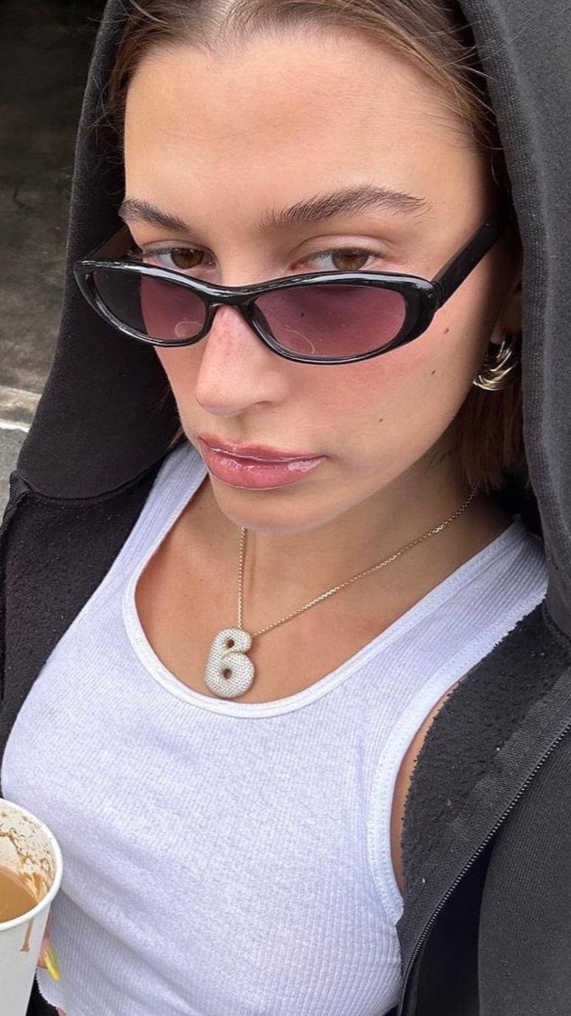 Hailey Bieber spotted wearing giant vintage fiddle 90a sunglasses